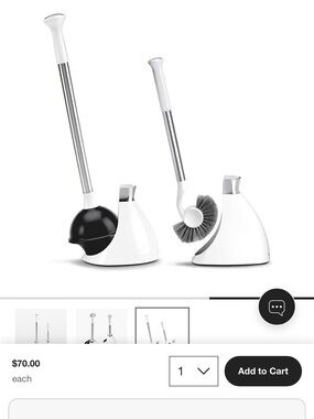 SimplehumanWhite and Black Toilet Brush and Plunger Set - Modern Bath Essentials